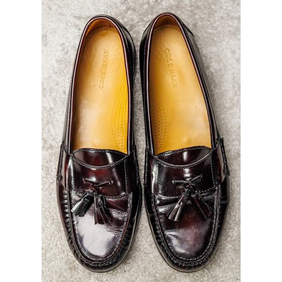 Cole Haan Burgundy Leather Tassel Loafers Slip On Shoes Mens Size 12 - Picture 8 of 16